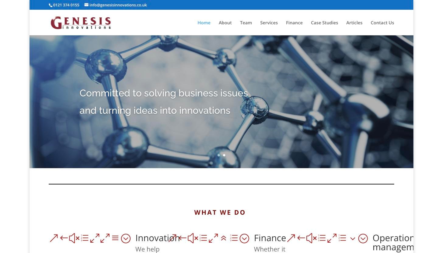 Genesis Innovations homepage before the rebuild